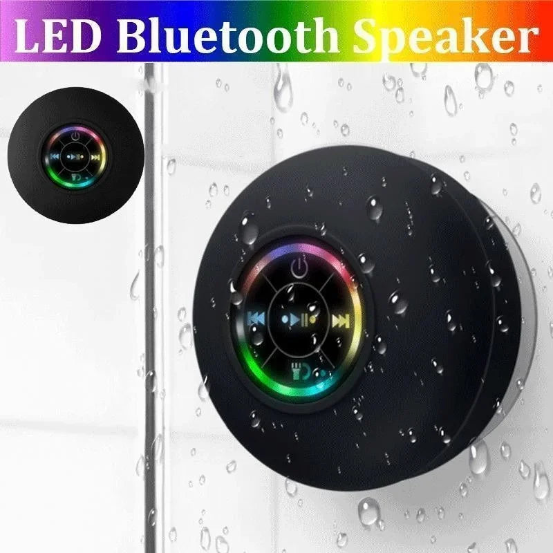 Alto-falante Bluetooth  LED à prova d'água com ventosa portátil